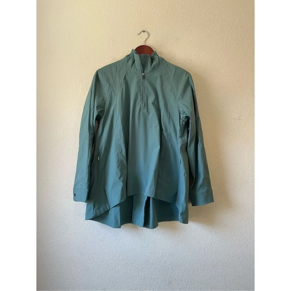 NWOT Athleta Advantage Poplin Top Teal‎ Breathable Rain Jacket Small - Picture 4 of 8